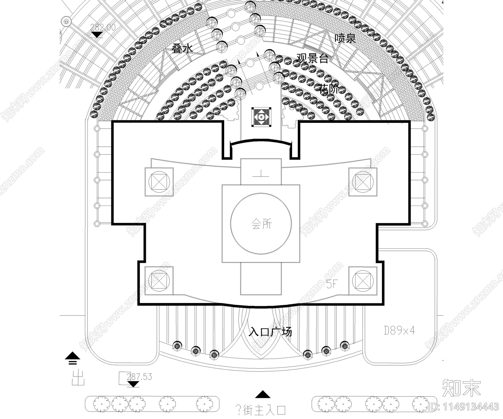 公园绿地园林景观平面cad施工图下载【ID:1149134443】