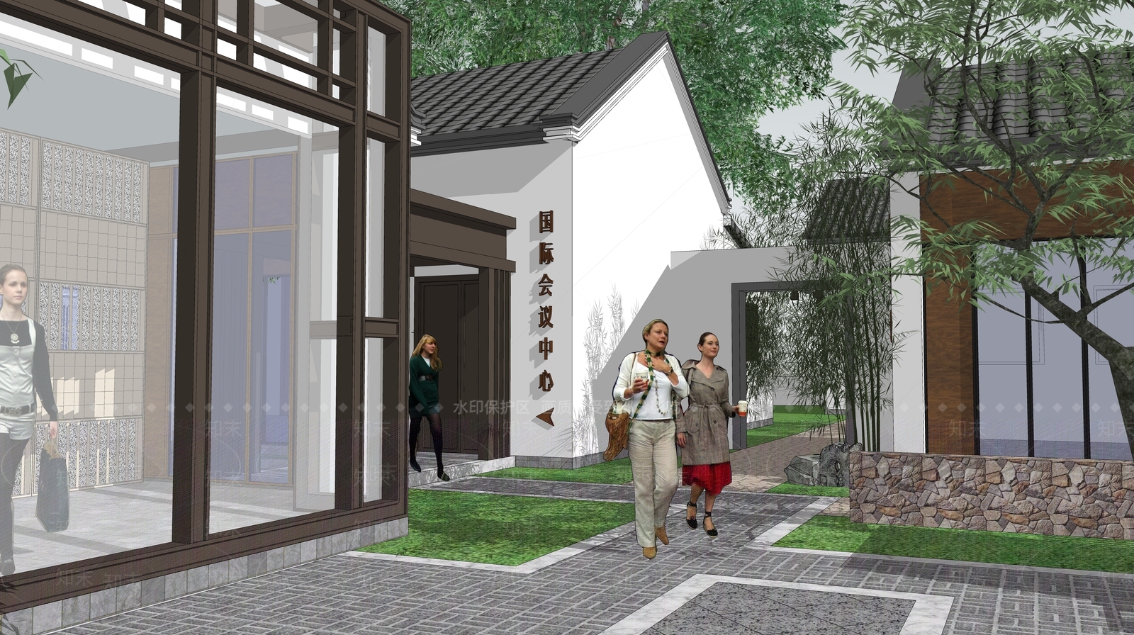 中式生物多样性展示馆SU模型下载【ID:1149136714】