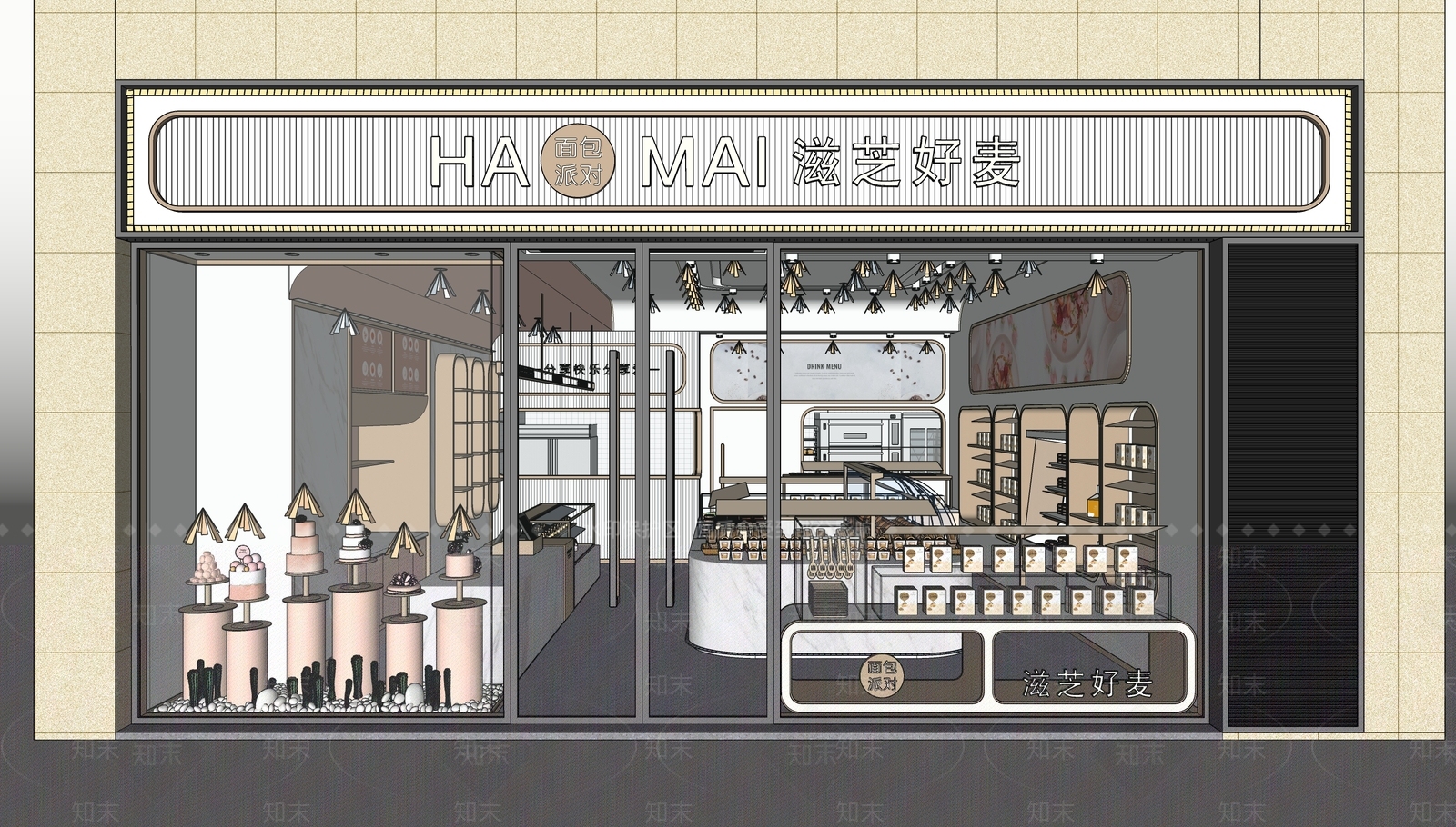 现代轻奢甜品面包店SU模型下载【ID:1150015572】