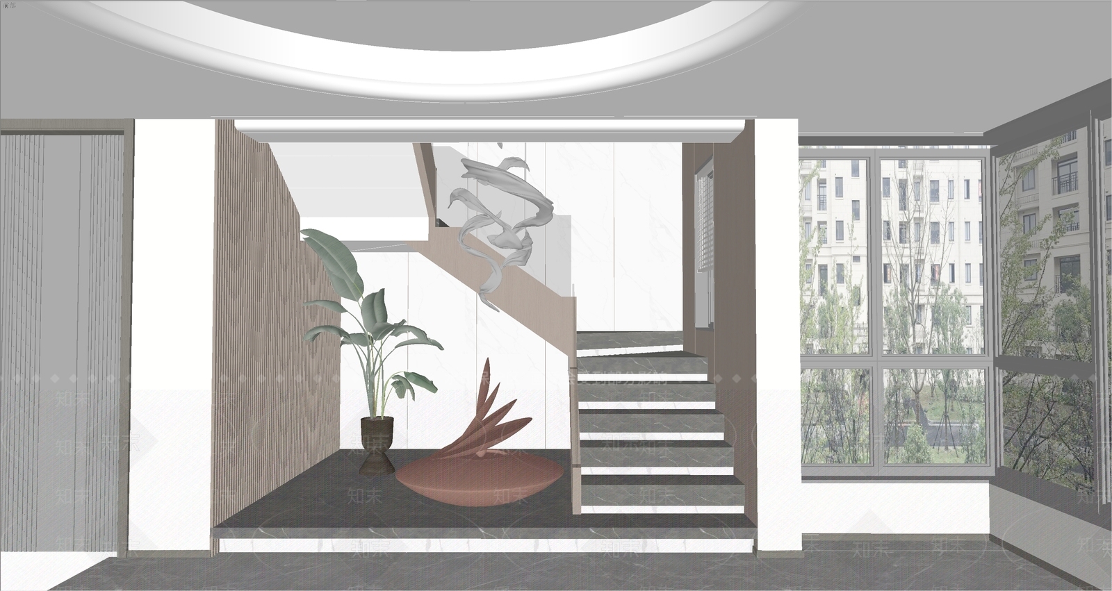 现代楼梯间SU模型下载【ID:1149473419】