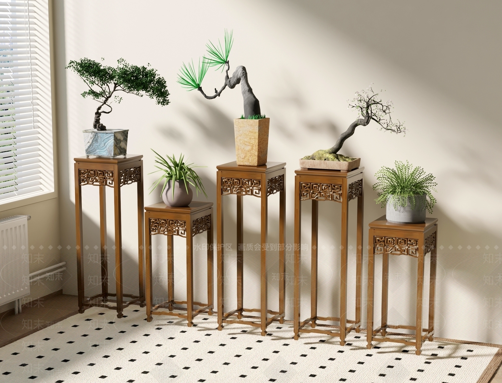 中式花架3D模型下载【ID:1149144465】
