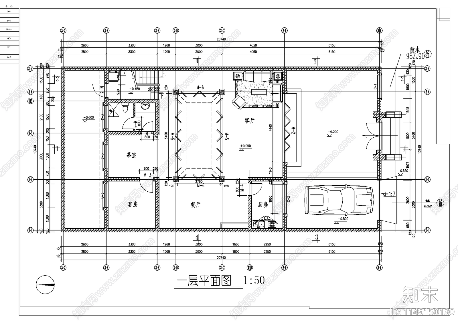 小别院建筑设计cad施工图下载【ID:1149150130】