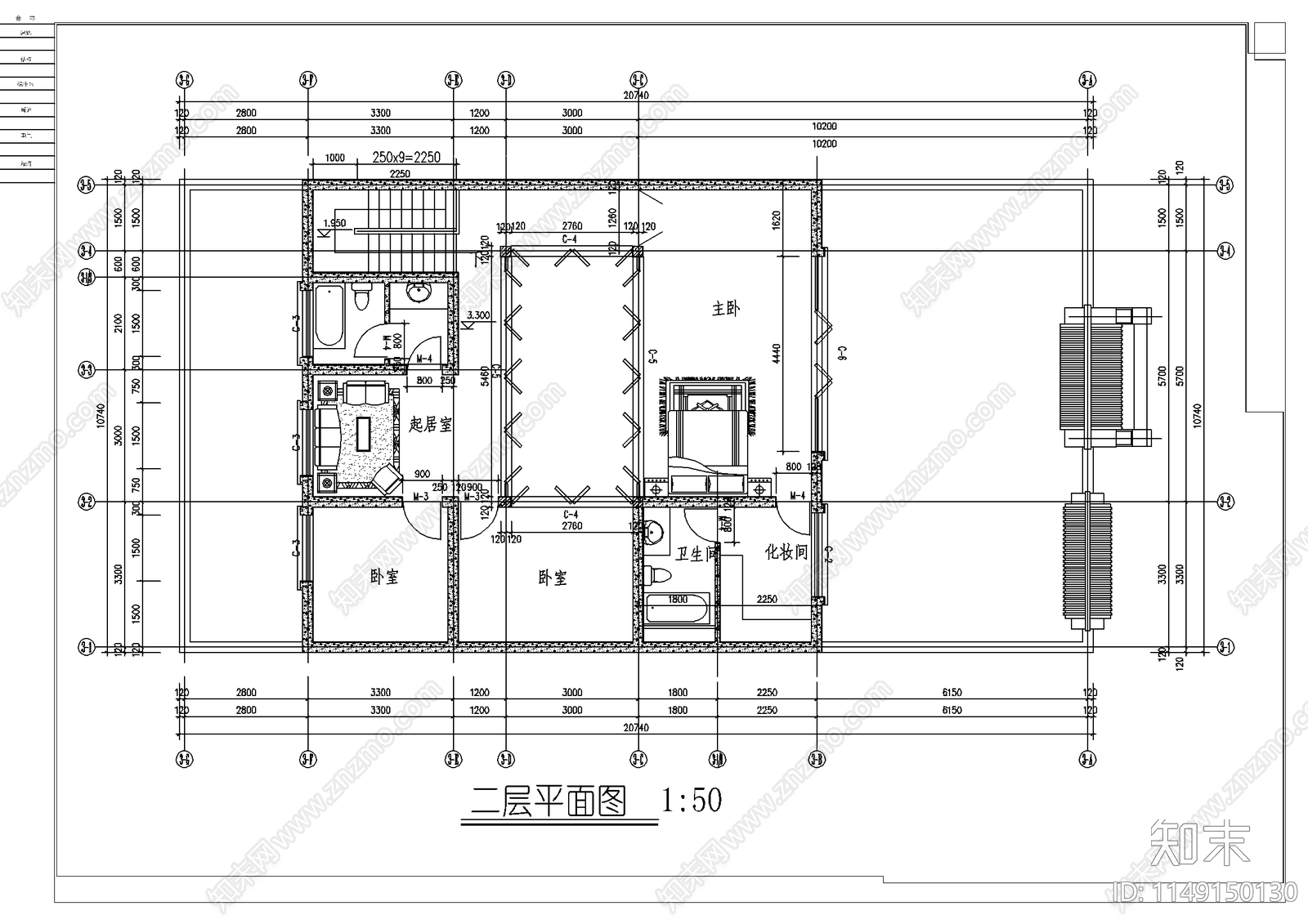 小别院建筑设计cad施工图下载【ID:1149150130】