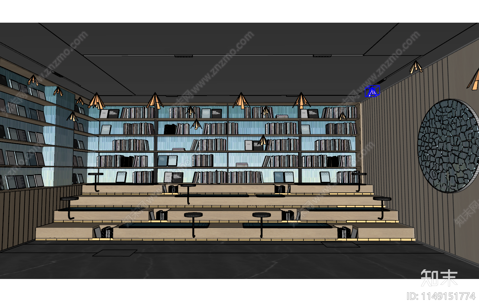 现代图书馆内部SU模型下载【ID:1149151774】