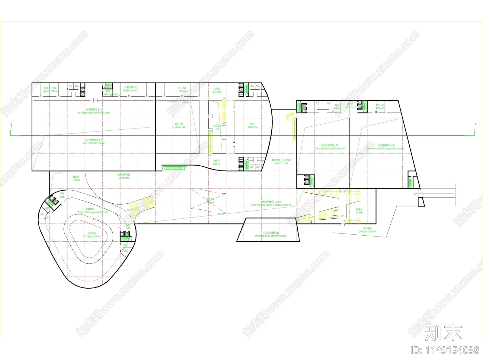 现代会展文化中心总图平面cad施工图下载【ID:1149154038】