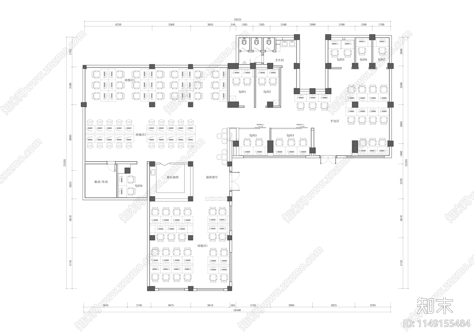 电竞网咖方案平面图施工图下载【ID:1149155484】
