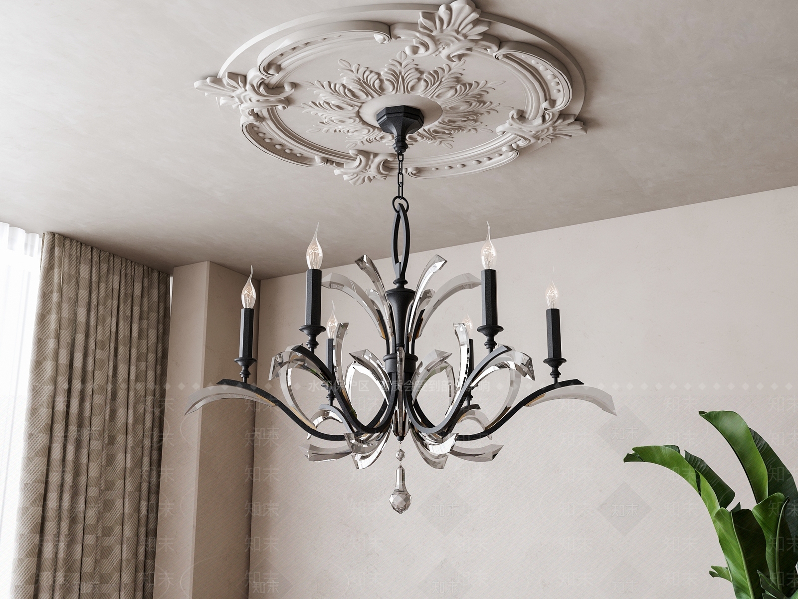 美式吊灯3D模型下载【ID:1149159036】