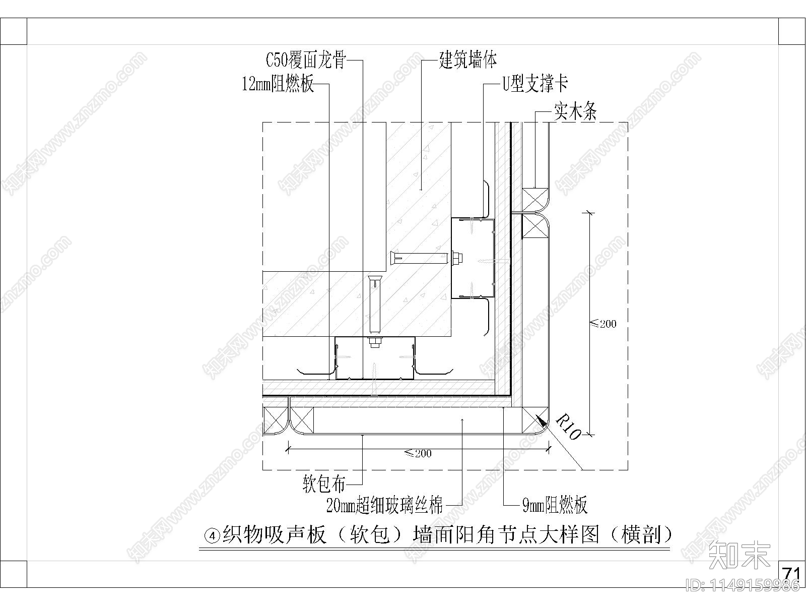 墙面软硬包节点大样施工图下载【ID:1149159986】