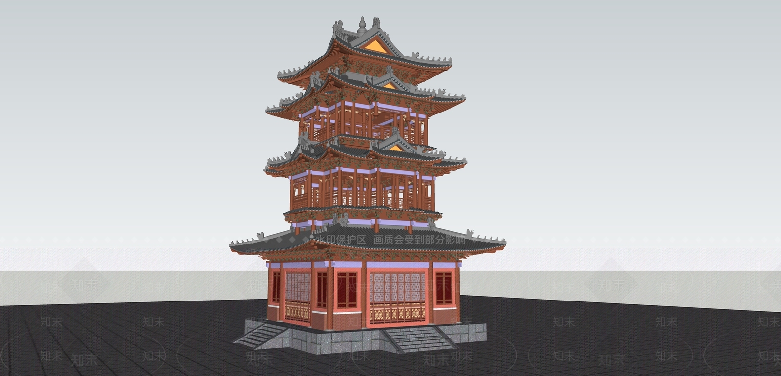 中式多层古塔SU模型下载【ID:1149162664】
