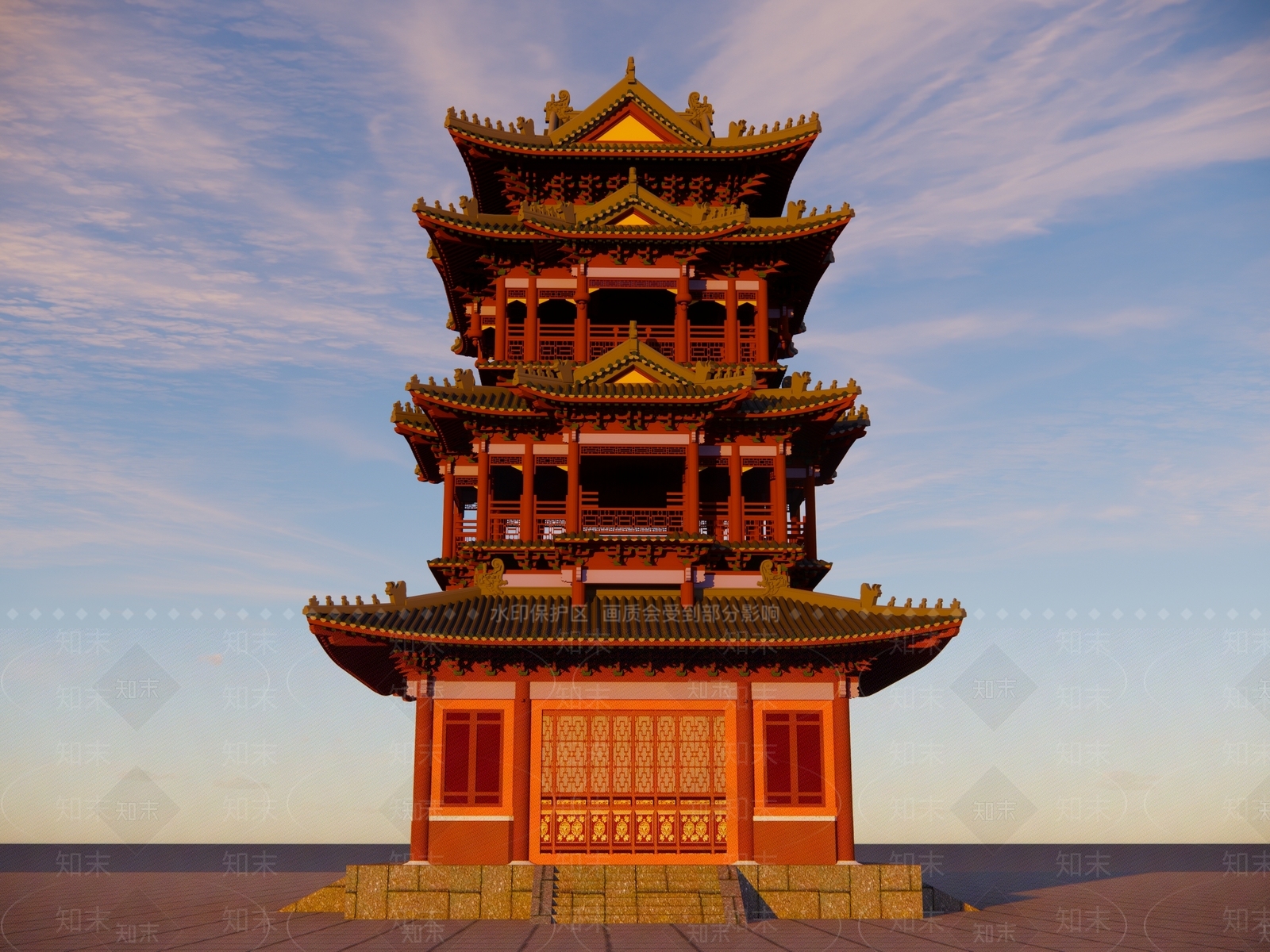 中式多层古塔SU模型下载【ID:1149162664】