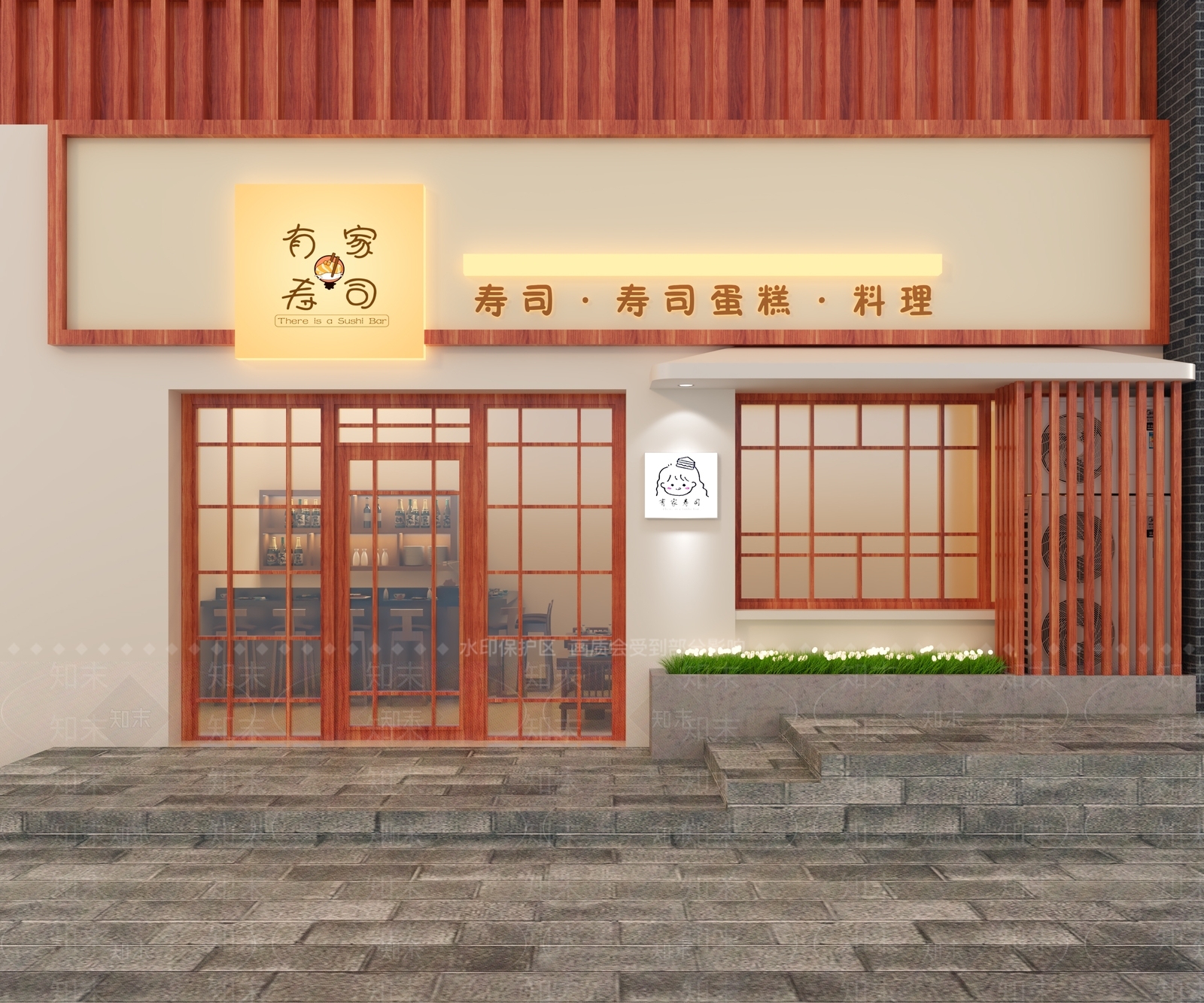 日式寿司店门头门面3D模型下载【ID:1149170090】