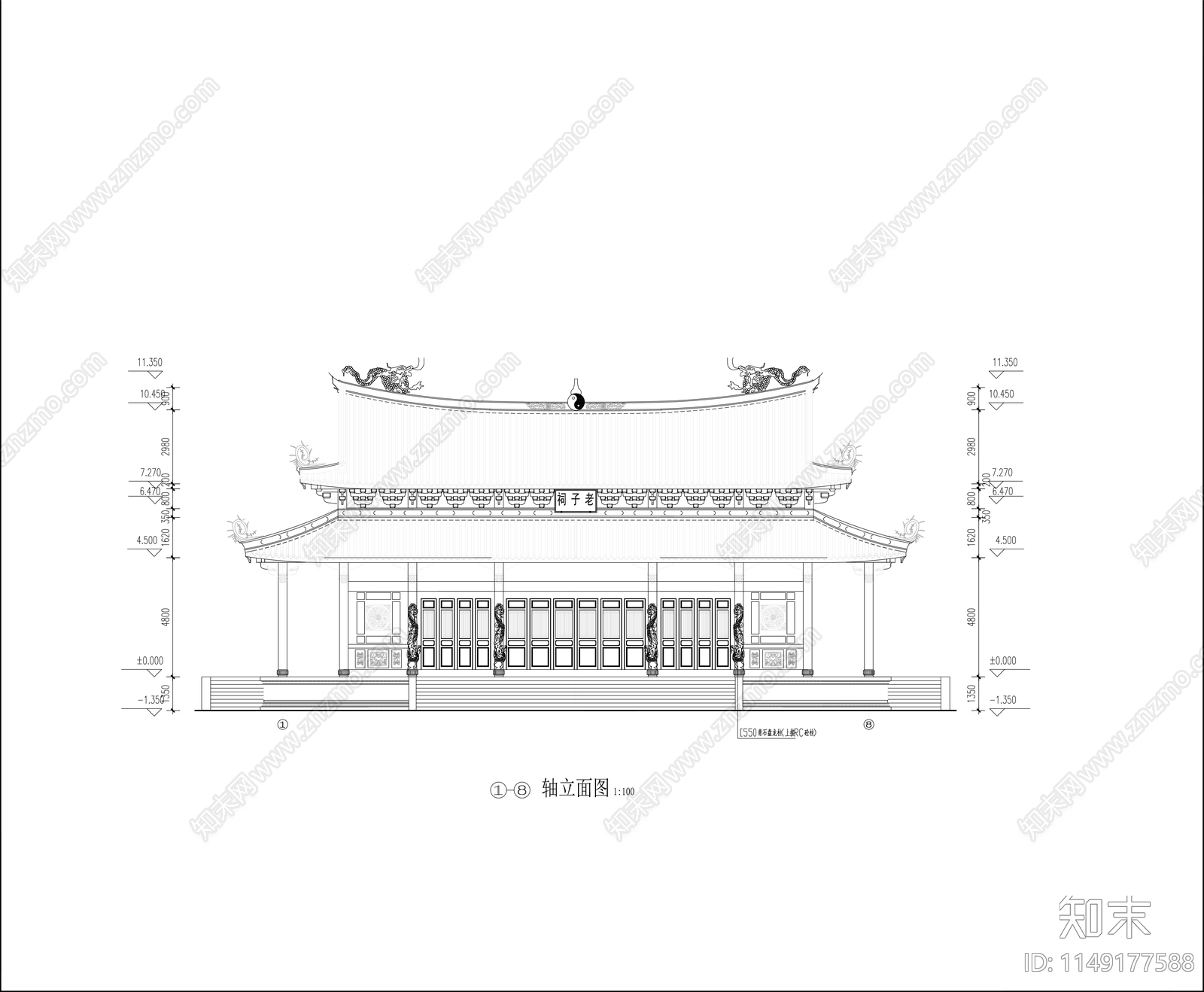 佛殿cad施工图下载【ID:1149177588】