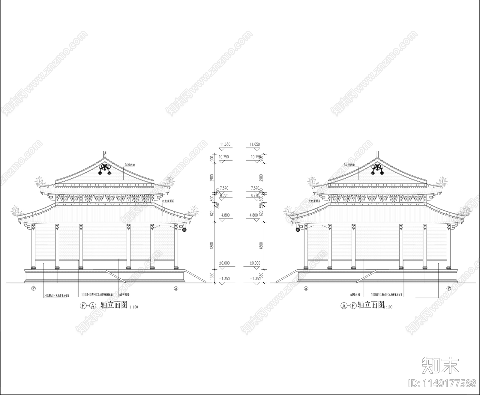 佛殿cad施工图下载【ID:1149177588】