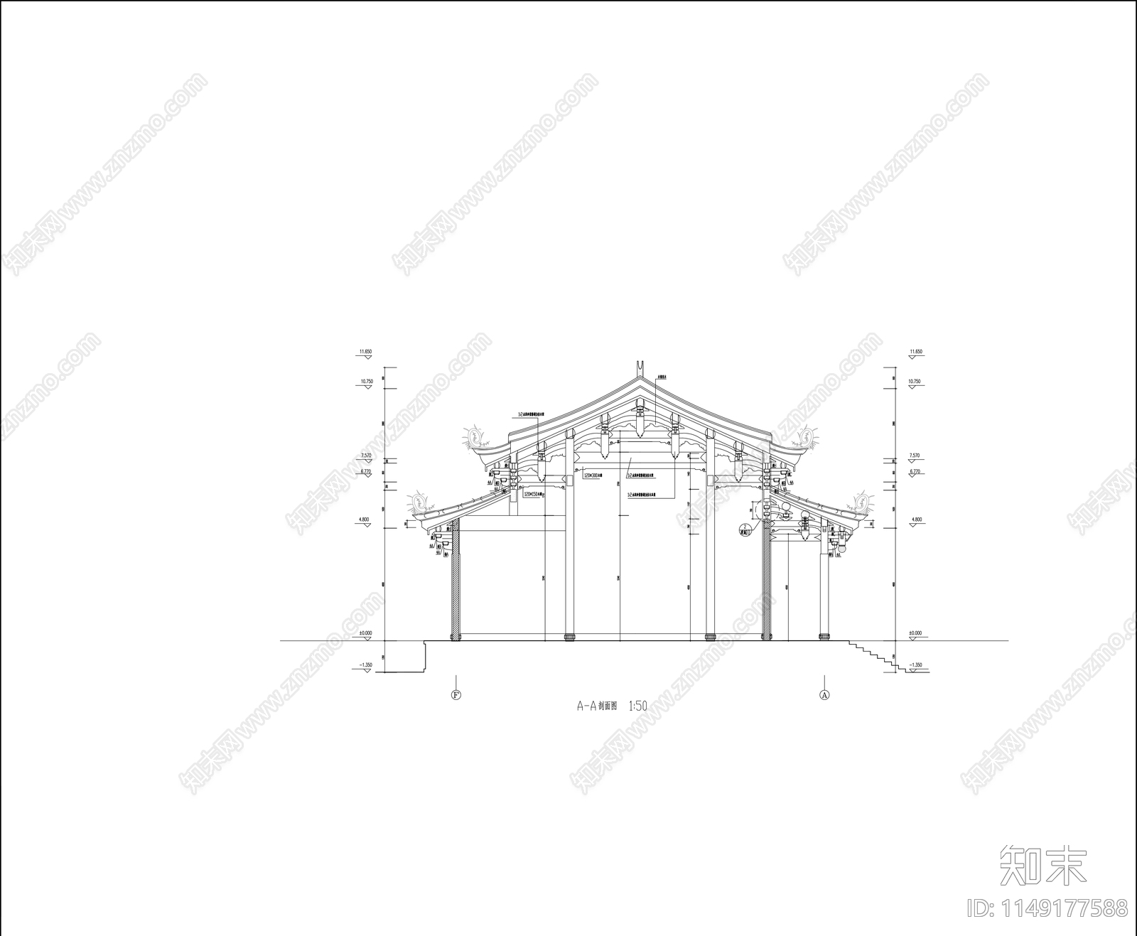 佛殿cad施工图下载【ID:1149177588】