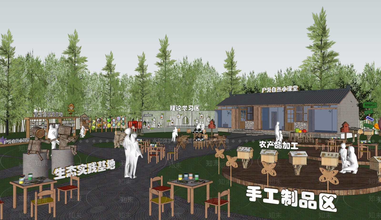 中式劳动研学基地SU模型下载【ID:1149174829】