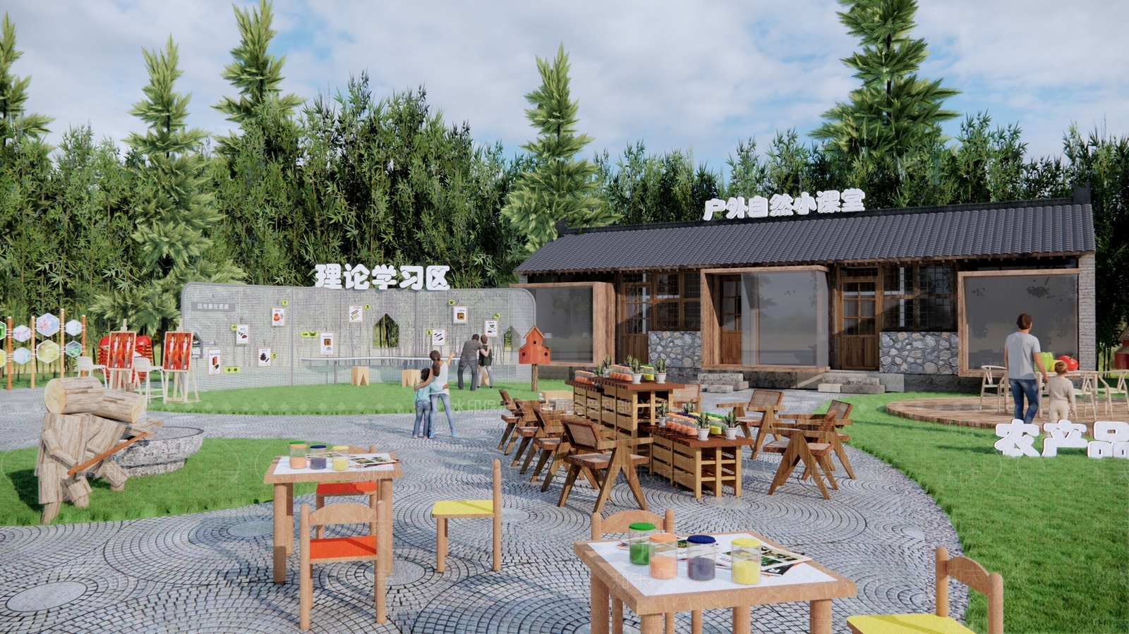 中式劳动研学基地SU模型下载【ID:1149174829】
