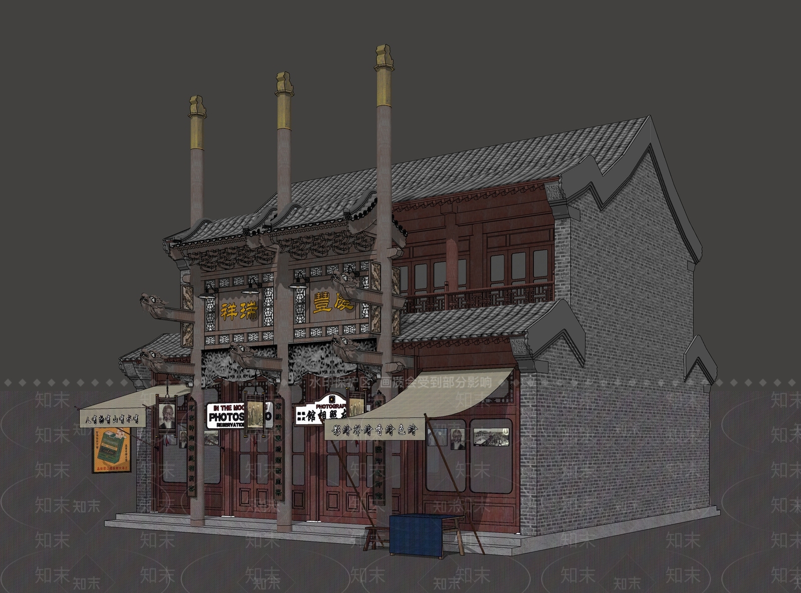 中式照相馆SU模型下载【ID:1149175133】