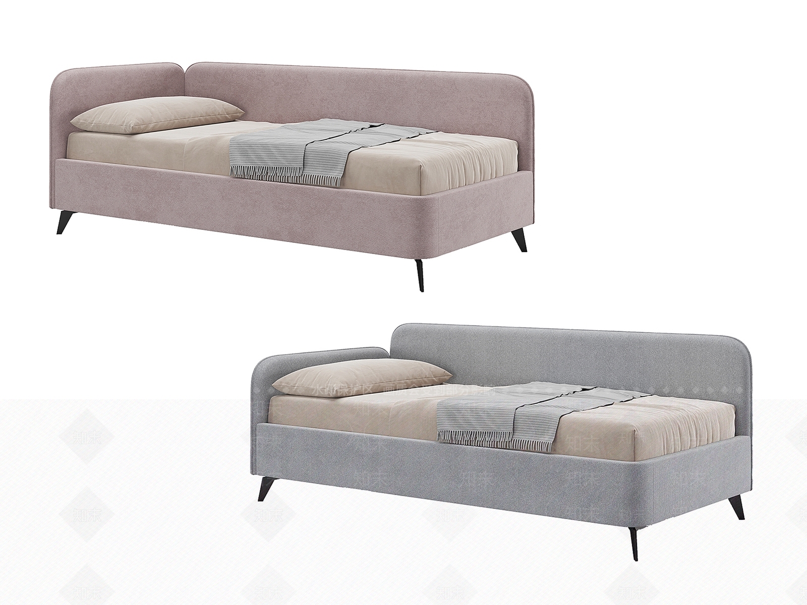 北欧简约单人床3D模型下载【ID:1149183500】