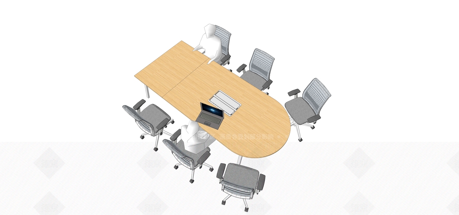 现代会议桌椅组合SU模型下载【ID:1149184022】