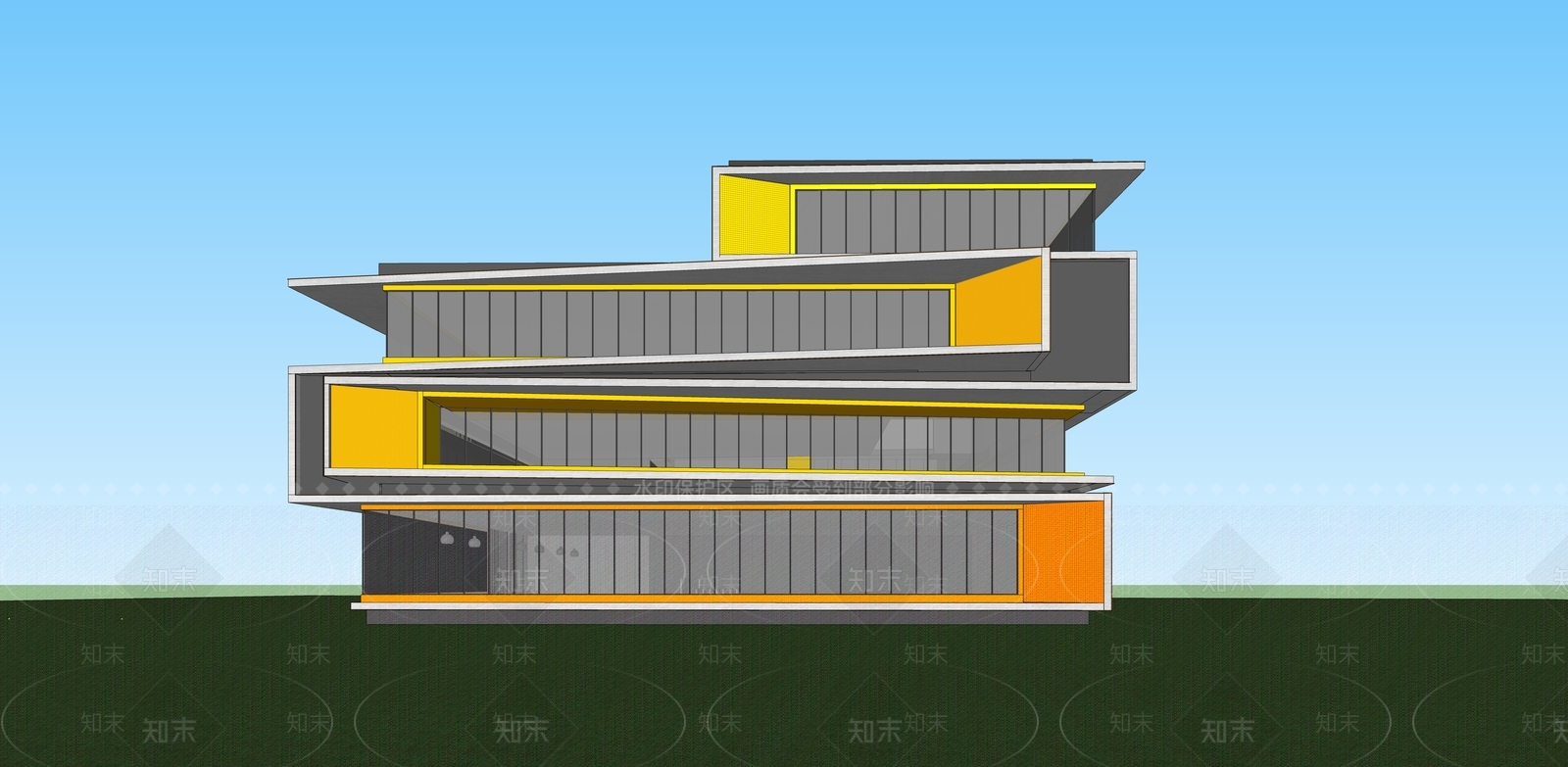 现代简约售楼部SU模型下载【ID:1149184040】