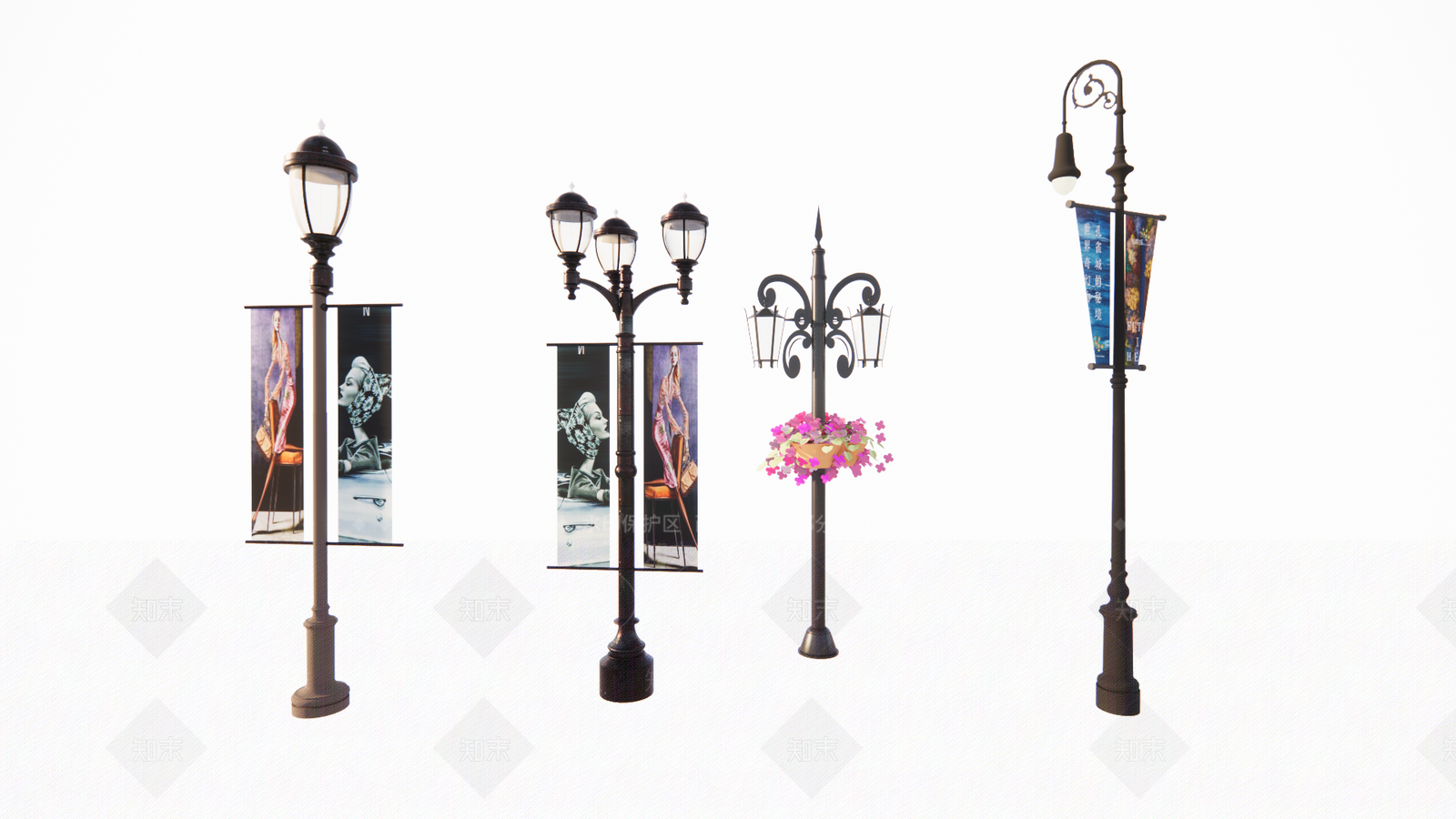欧式路灯SU模型下载【ID:1149185271】