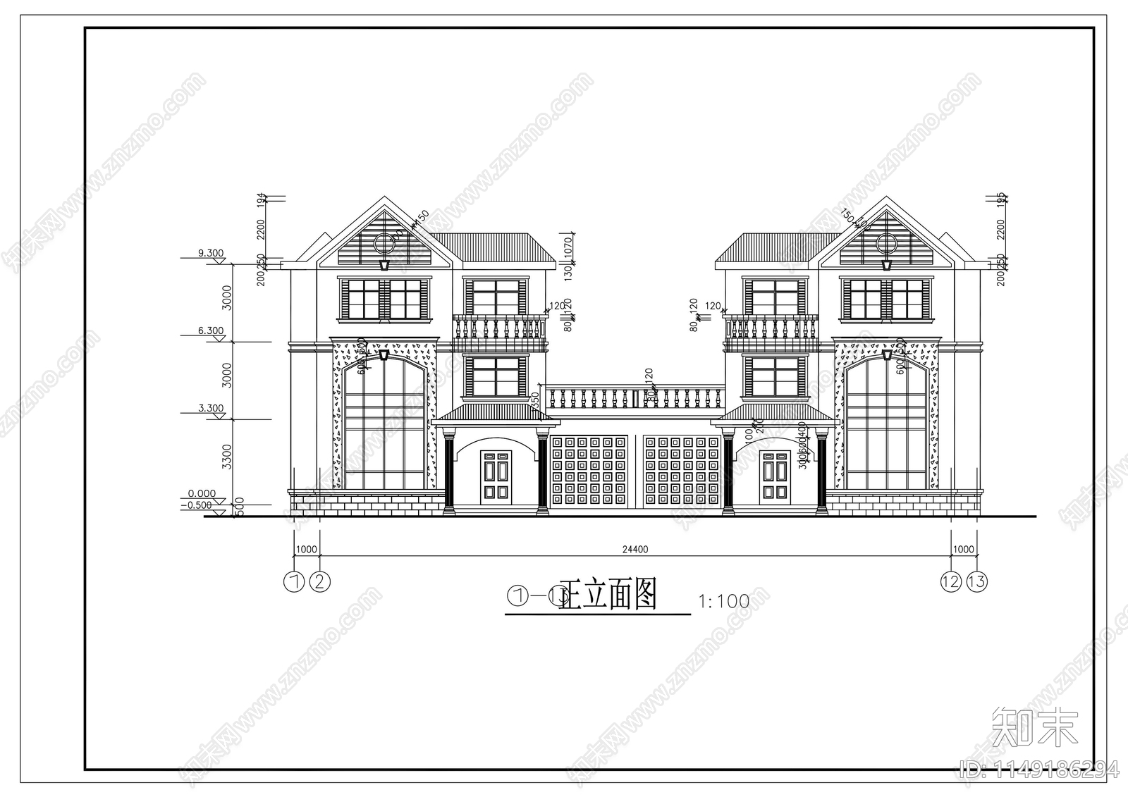 三层cad施工图下载【ID:1149186294】