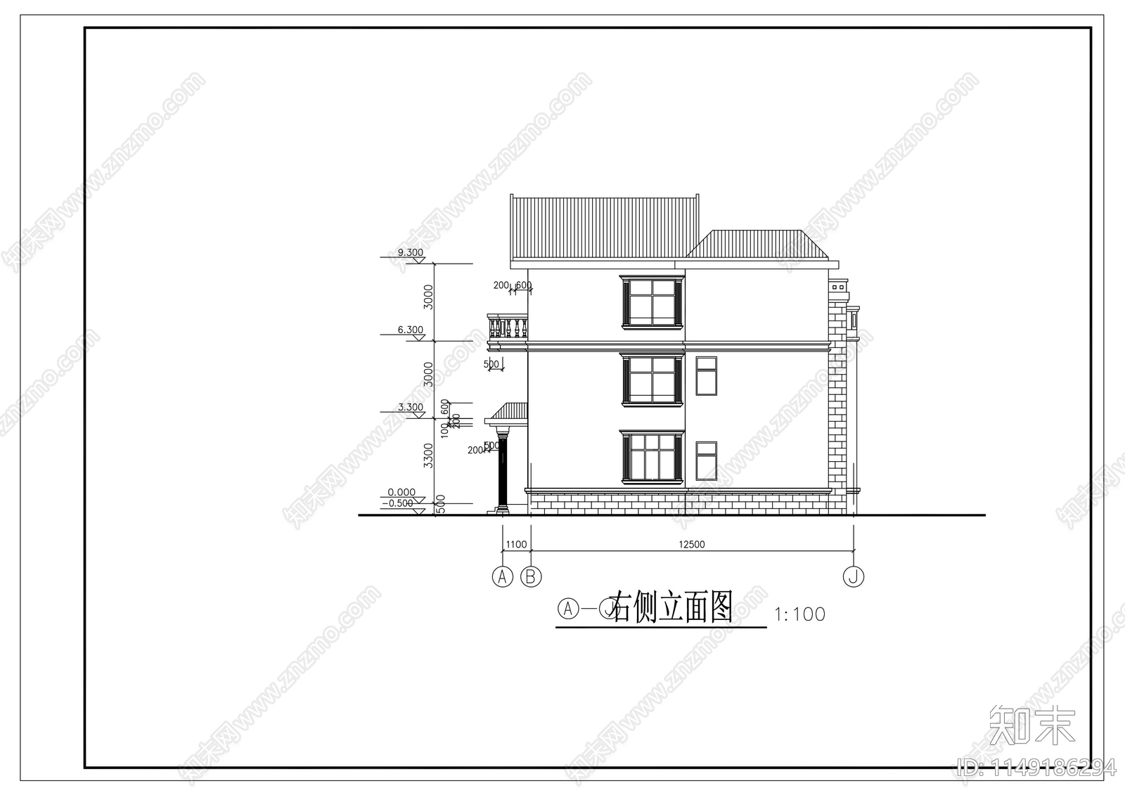 三层cad施工图下载【ID:1149186294】
