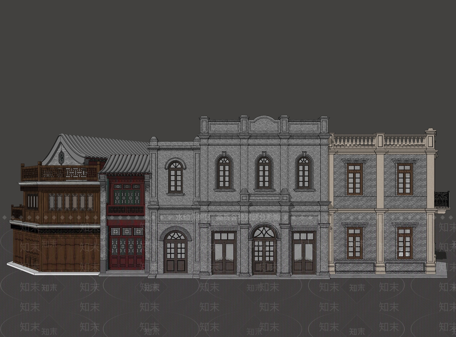 中式商业建筑SU模型下载【ID:1149191789】