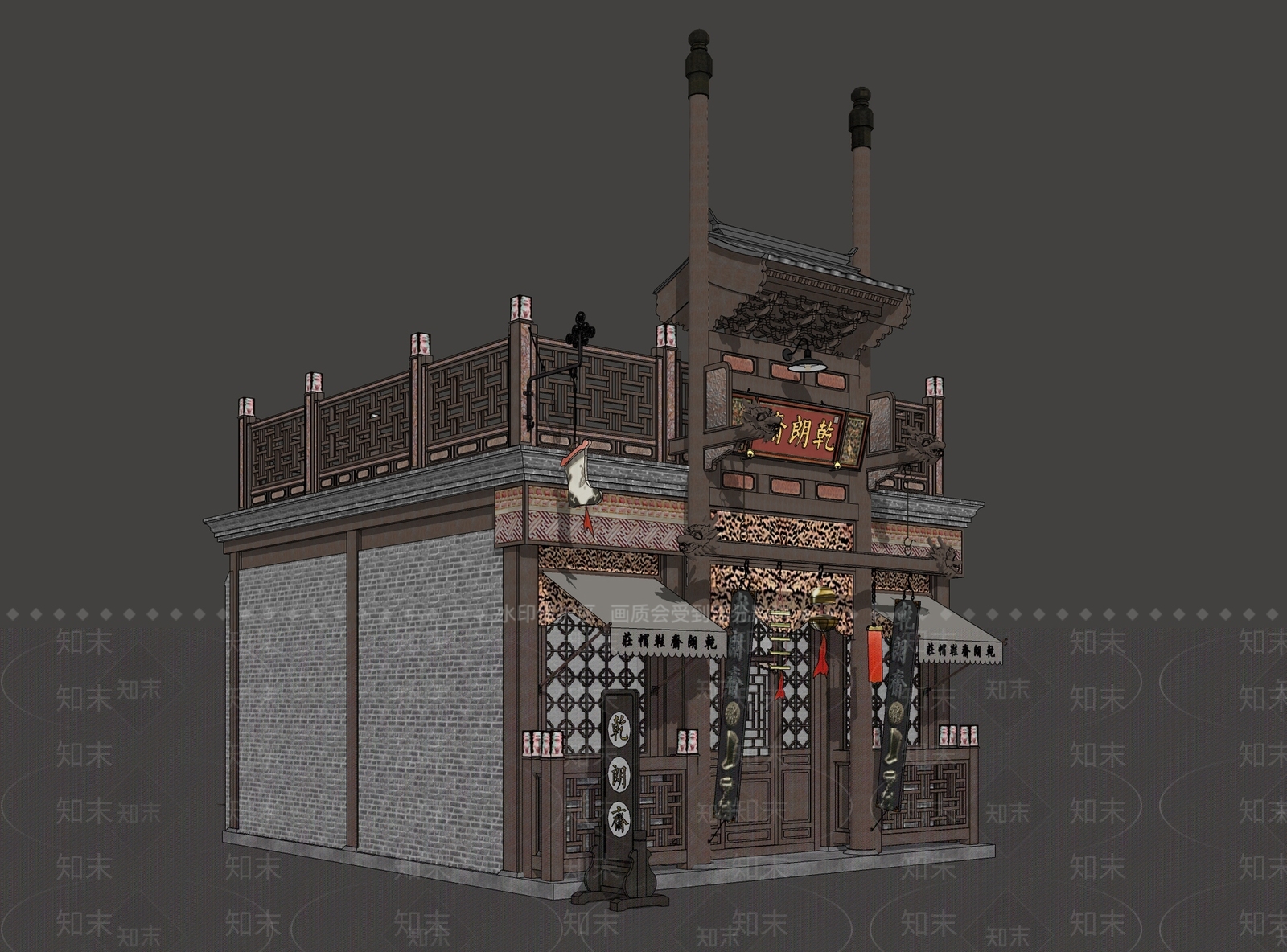中式鞋帽店SU模型下载【ID:1149191872】