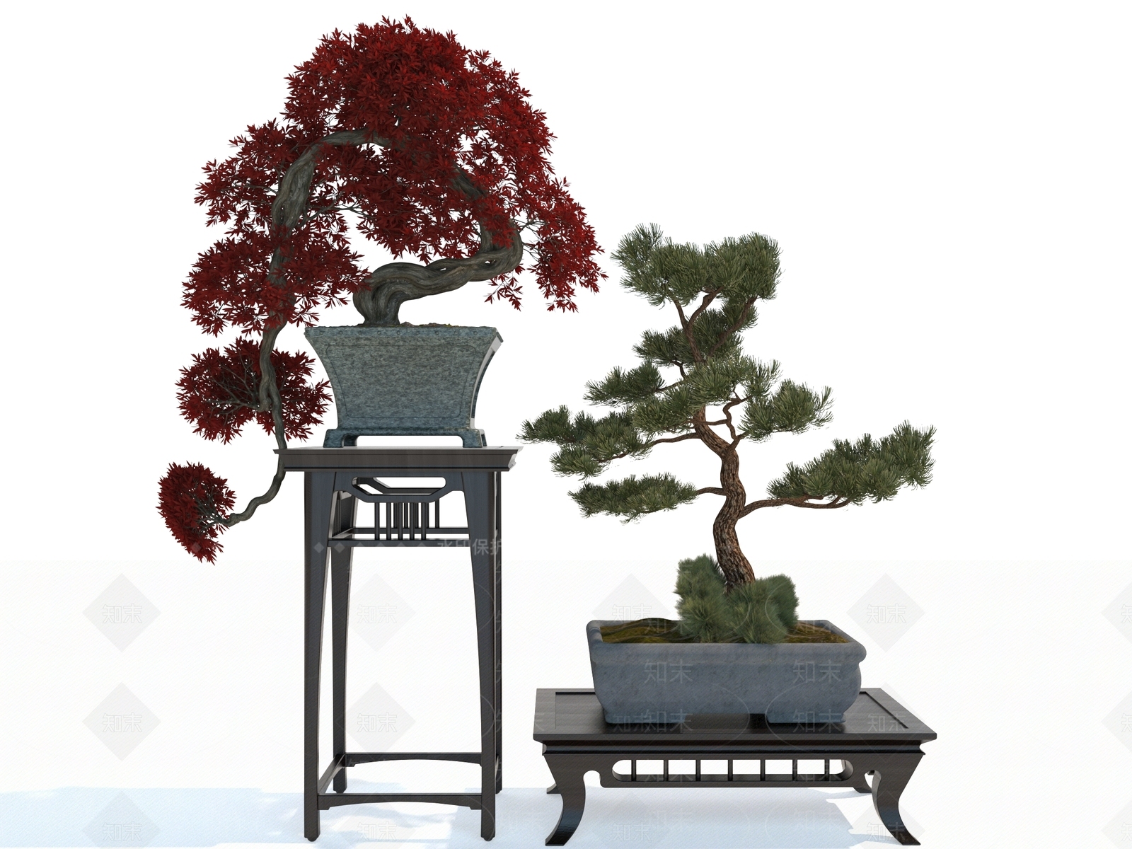 新中式风格盆栽3D模型下载【ID:1149192050】