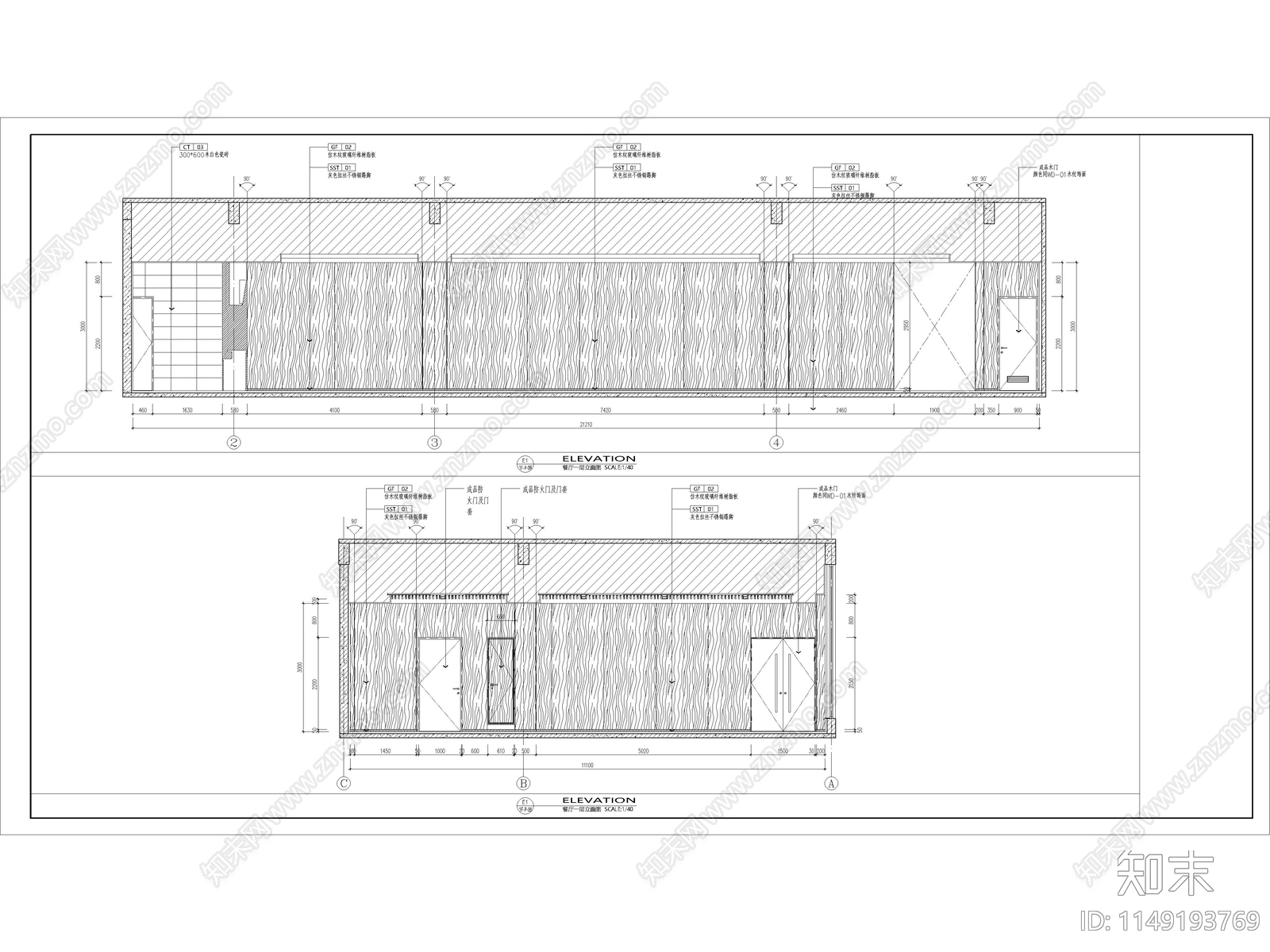 现代餐厅cad施工图下载【ID:1149193769】