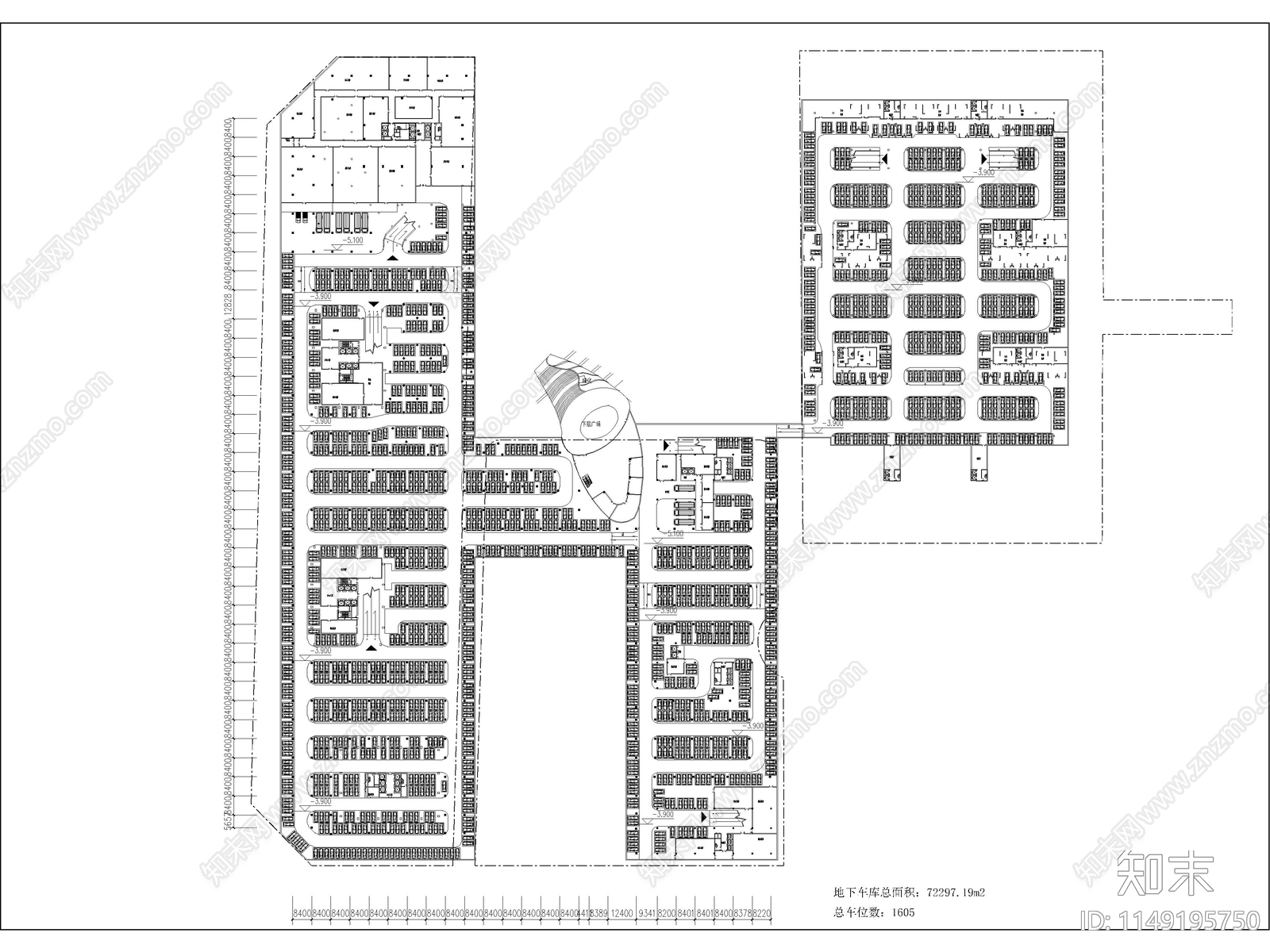 现代商业办公酒店综合体建筑cad施工图下载【ID:1149195750】