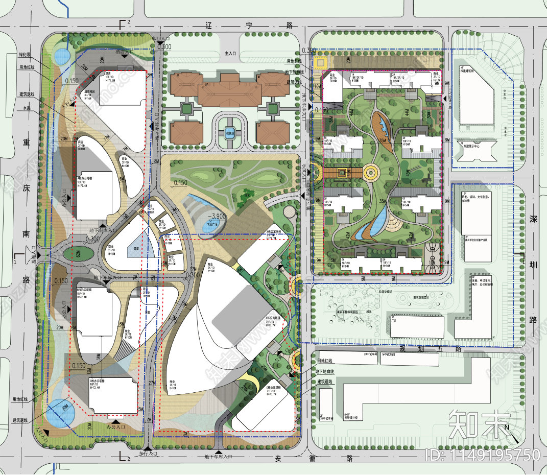 现代商业办公酒店综合体建筑cad施工图下载【ID:1149195750】