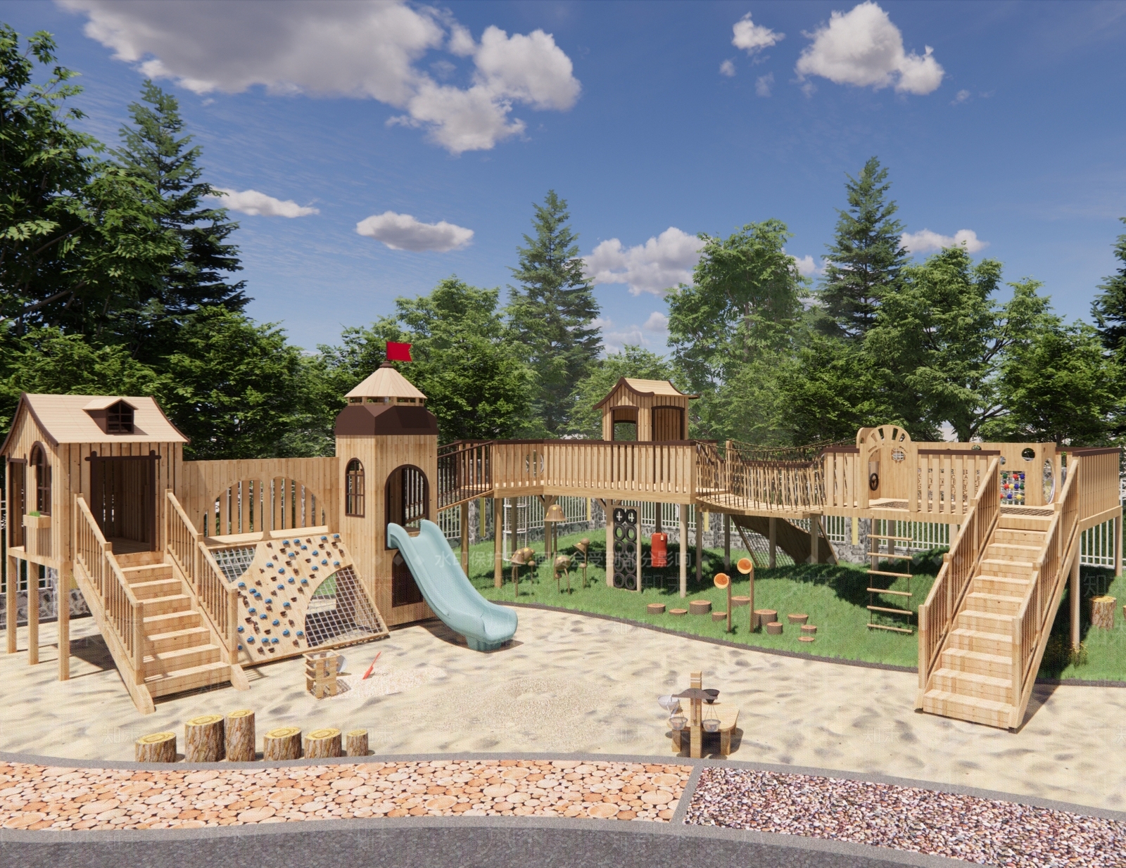 现代幼儿园户外游乐区SU模型下载【ID:1149198821】