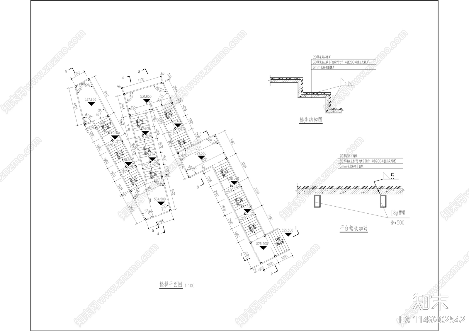 楼梯结构图cad施工图下载【ID:1149202542】