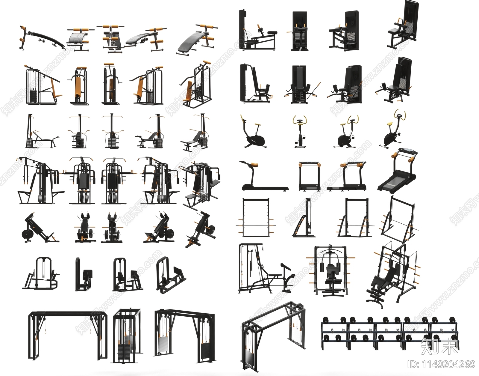 现代健身器材大全3D模型下载【ID:1149204269】
