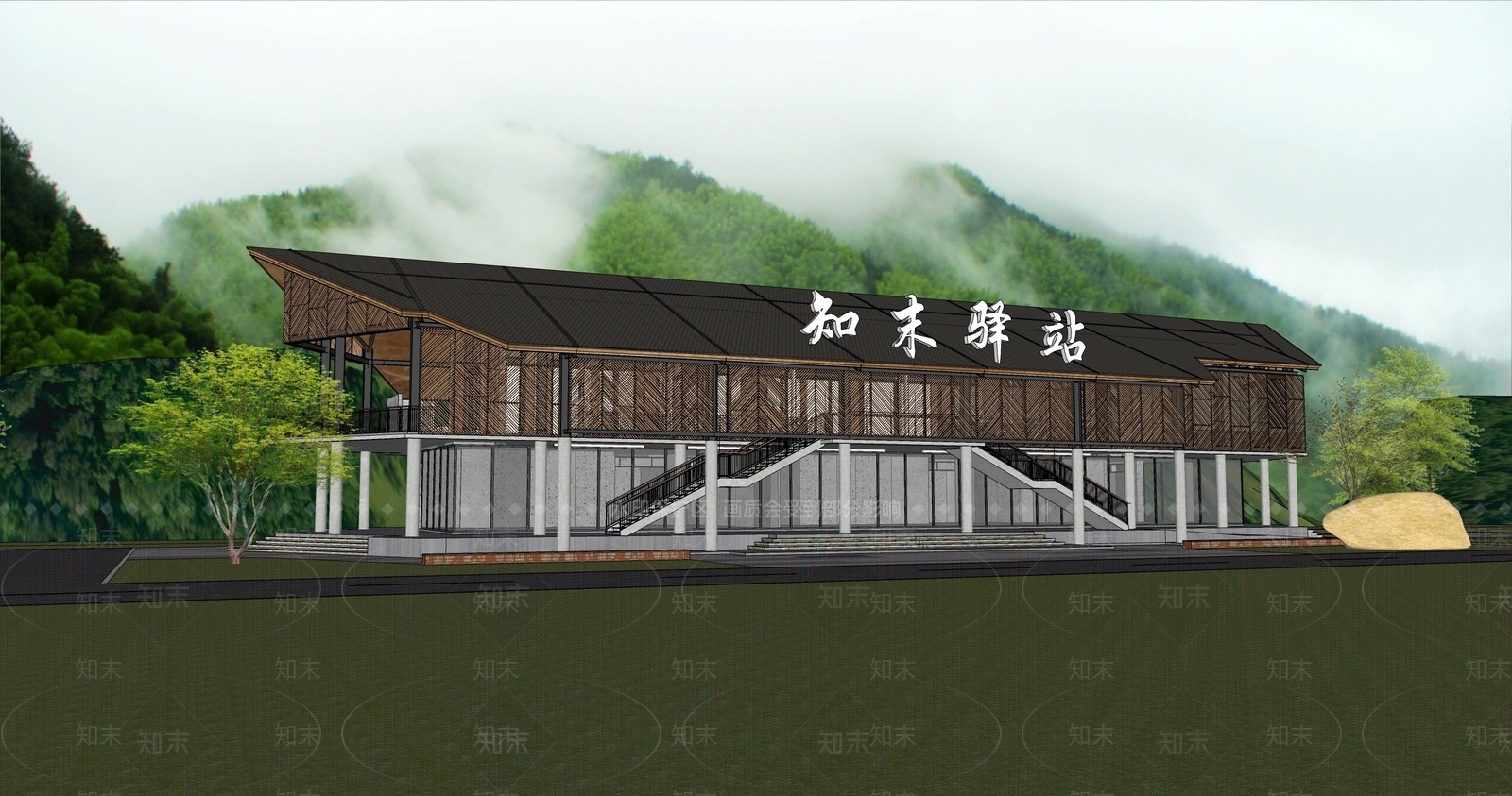 新中式乡村驿站SU模型下载【ID:1149205269】