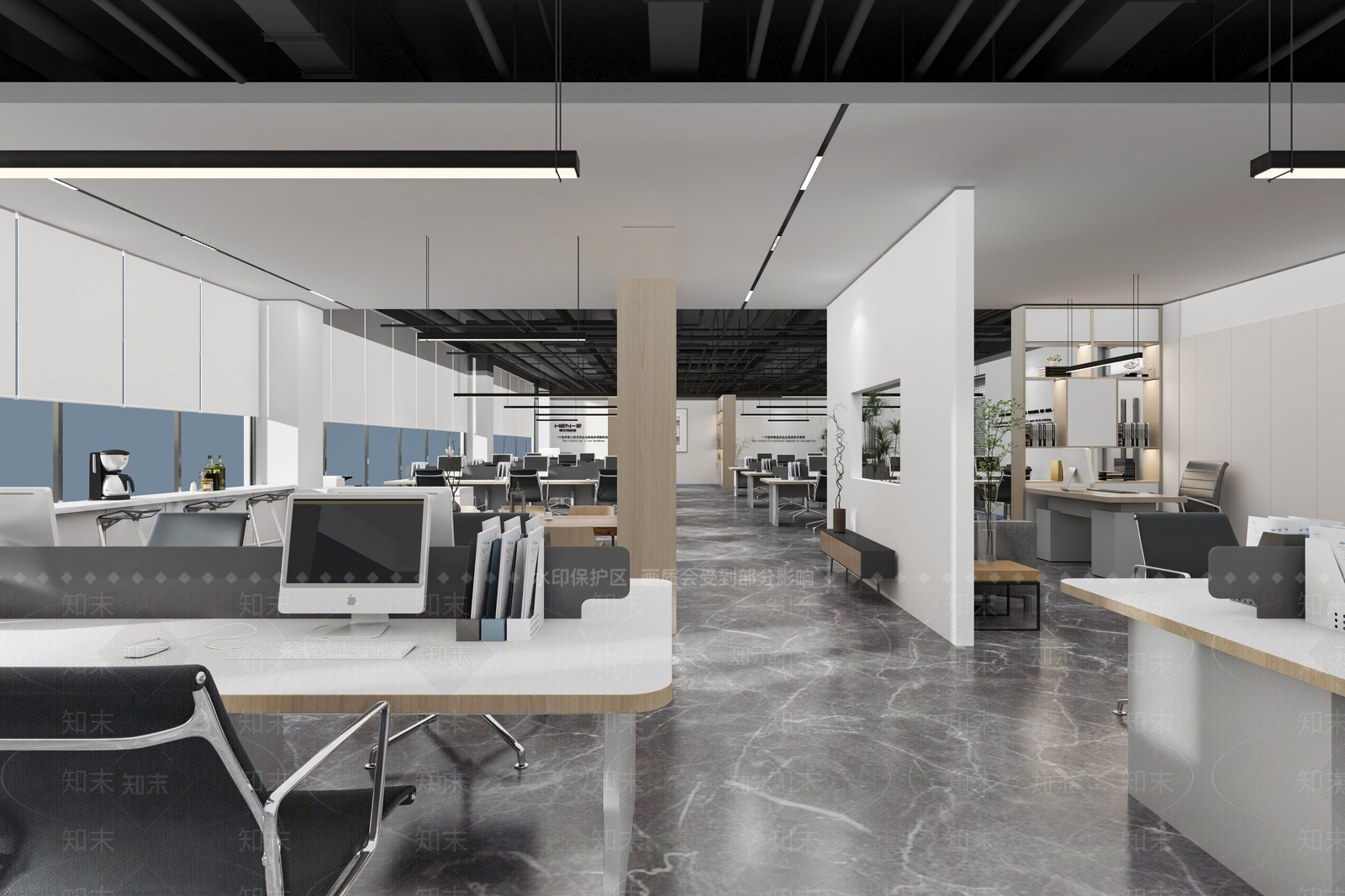 现代工业风公共办公室3D模型下载【ID:1149205338】