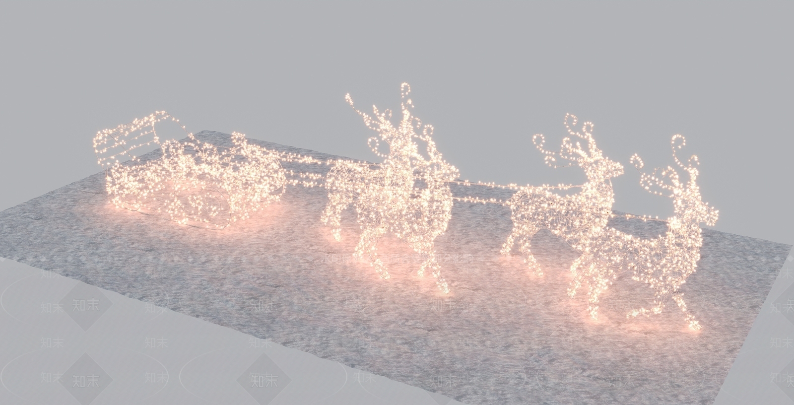 售楼部小区圣诞驯鹿装饰摆件3D模型下载【ID:1149206828】