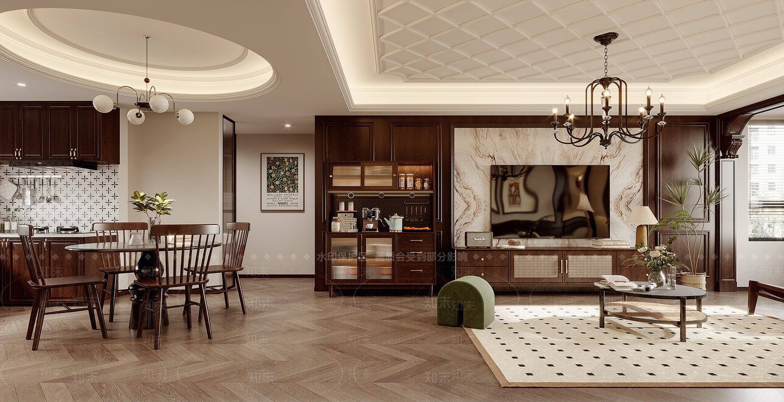美式复古客厅3D模型下载【ID:1149207988】