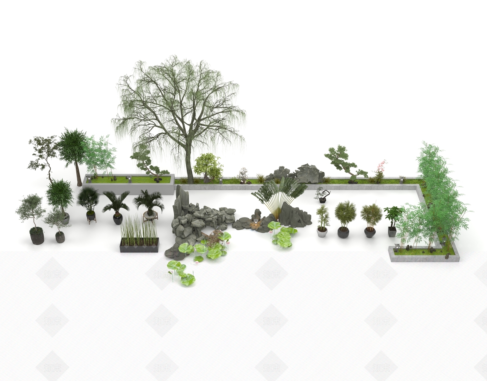 现代假山水景3D模型下载【ID:1149208860】