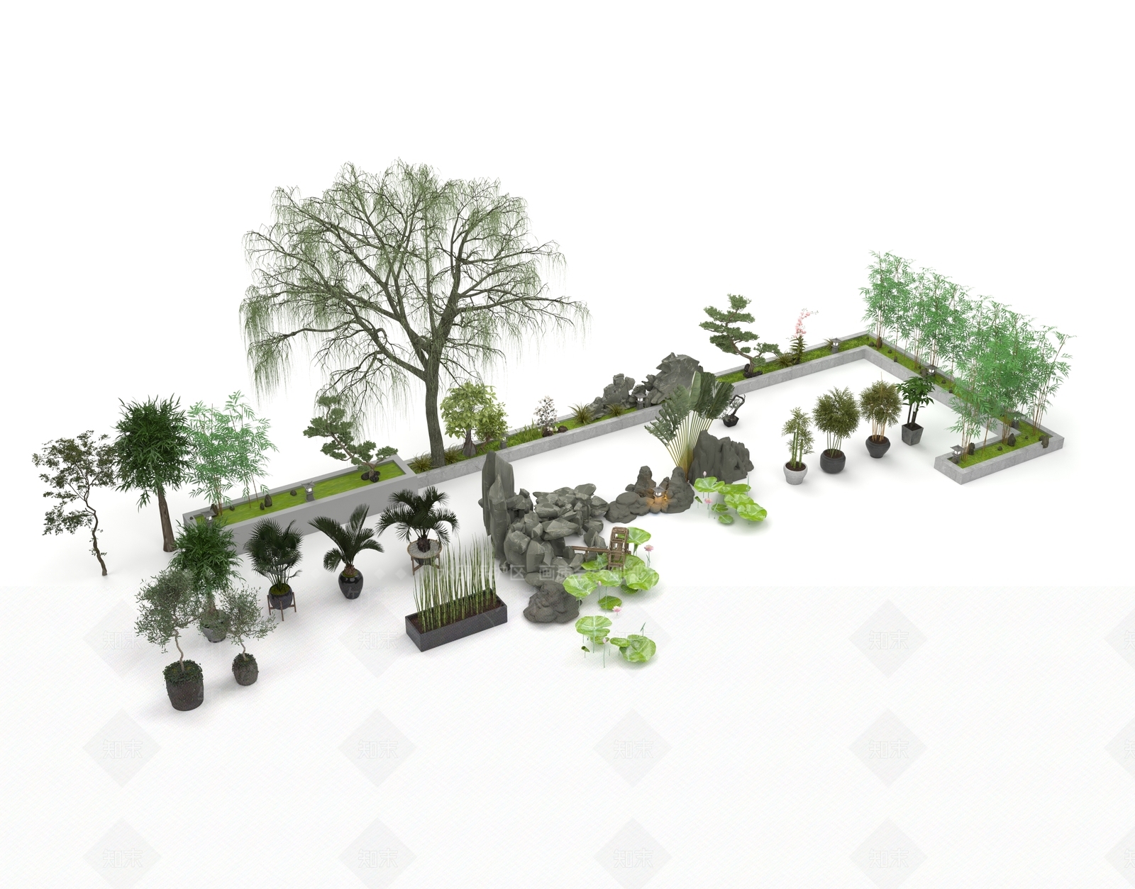 现代假山水景3D模型下载【ID:1149208860】