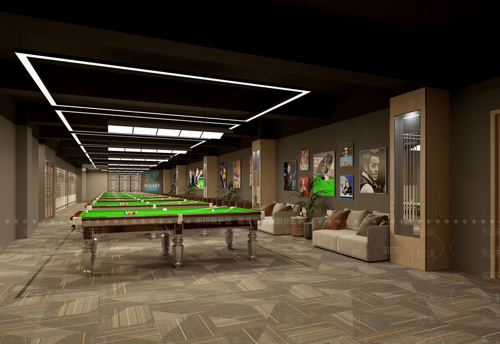 现代台球厅3D模型下载【ID:1149217134】