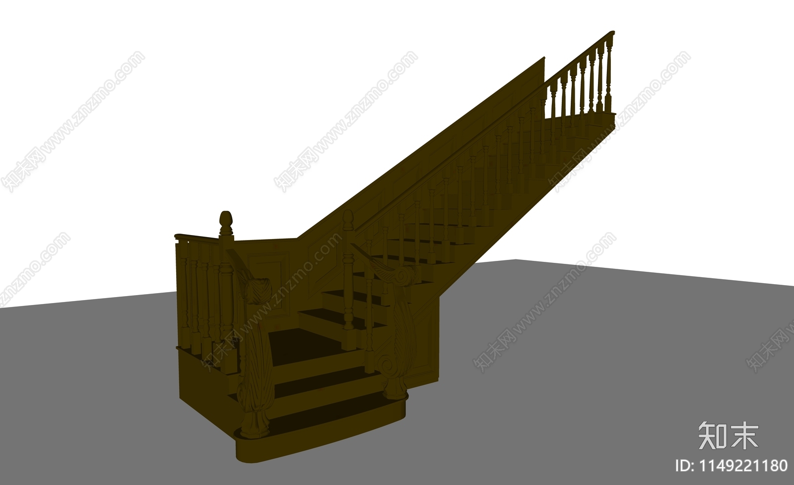 美式扶手楼梯SU模型下载【ID:1149221180】