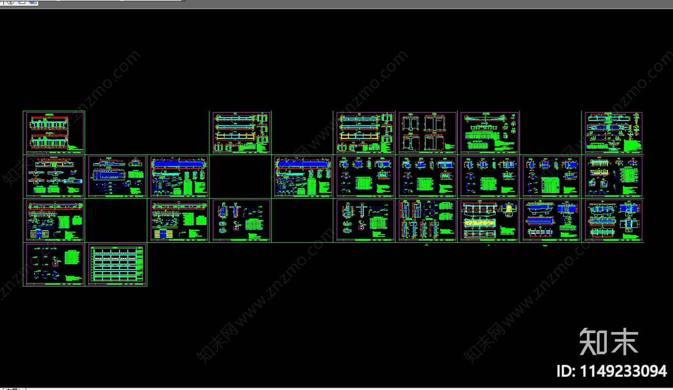 过车大桥混凝土结构cad施工图下载【ID:1149233094】