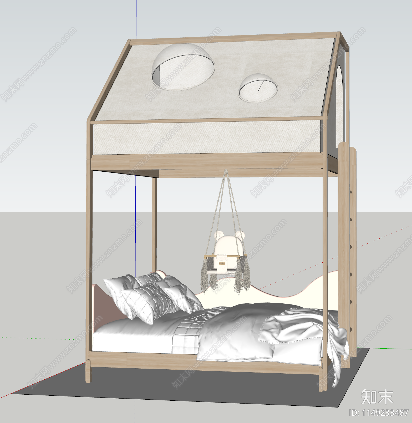 现代儿童床SU模型下载【ID:1149233487】