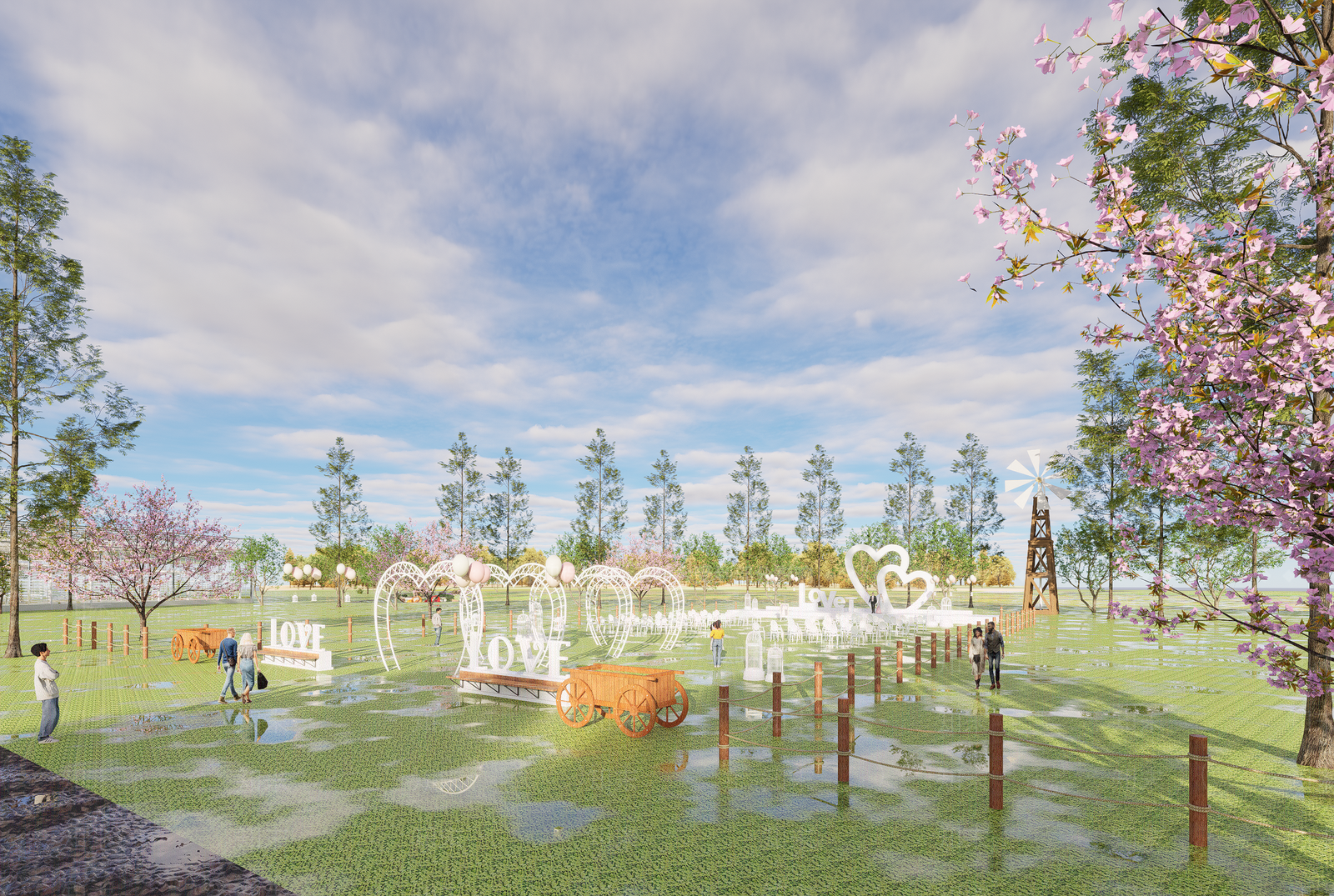 现代草坪婚礼美陈SU模型下载【ID:1149233923】