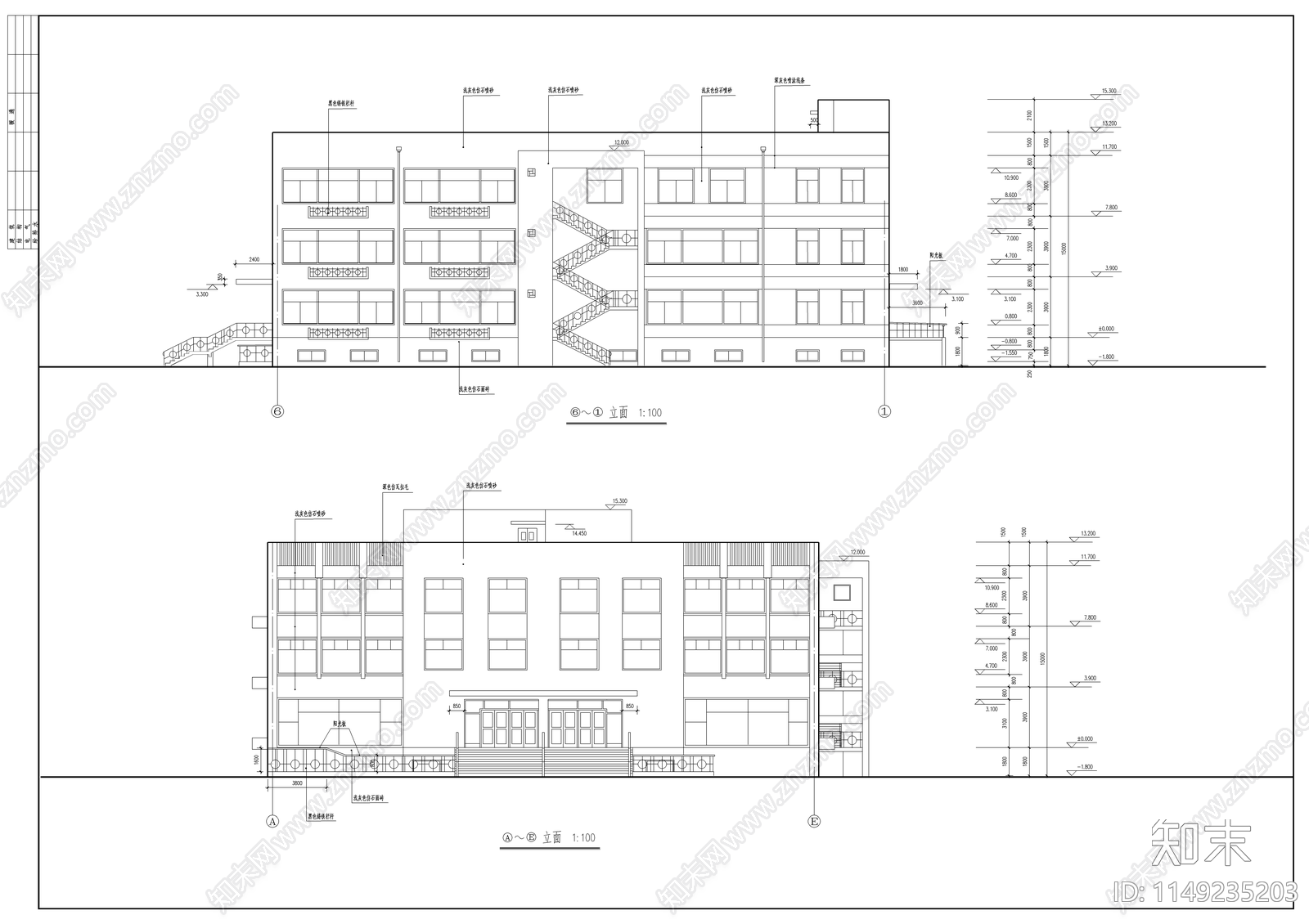 食堂建筑cad施工图下载【ID:1149235203】