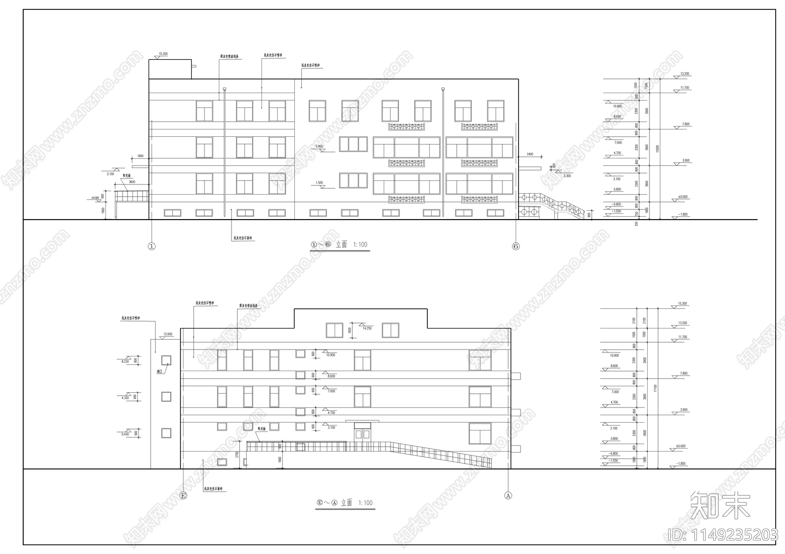 食堂建筑cad施工图下载【ID:1149235203】