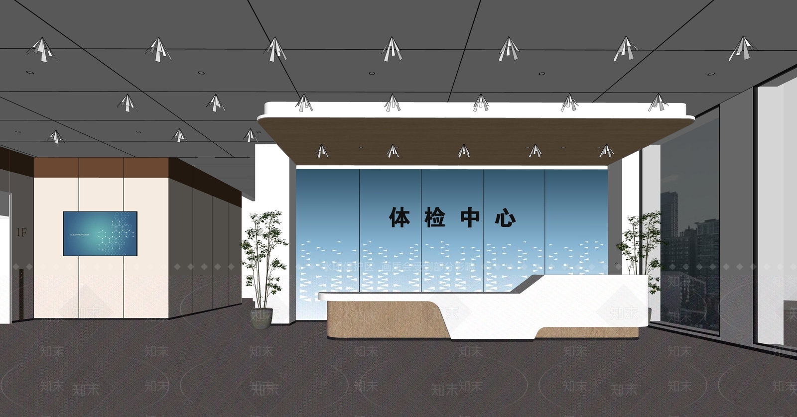 现代医院候诊区SU模型下载【ID:1149237583】